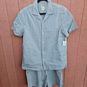 American Eagle AE77 Blue Pinned Stripped Women's Short Outfit Size Medium